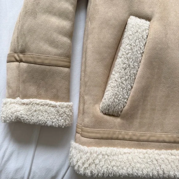 Zara Faux Suede Sherpa Lined Jacket